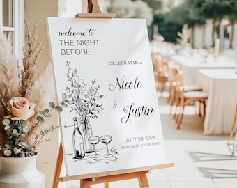 Night Before Wedding Rehearsal Dinner Welcome Sign, Rehearsal Dinner Sign, Minimalist The Night Before Sign Digital Or Printed + Shipped