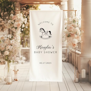 Baby Shower Welcome Sign, Fabric Baby Shower Welcome Sign Modern, Custom Signage for Party or event, Baby Shower Fabric banner