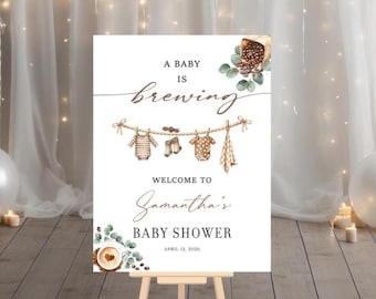 Coffee Baby Shower Welcome Sign, A Baby is Brewing Baby Shower  Welcome Sign, Espresso Coffee Bean Theme Decor, Printed + Shipped