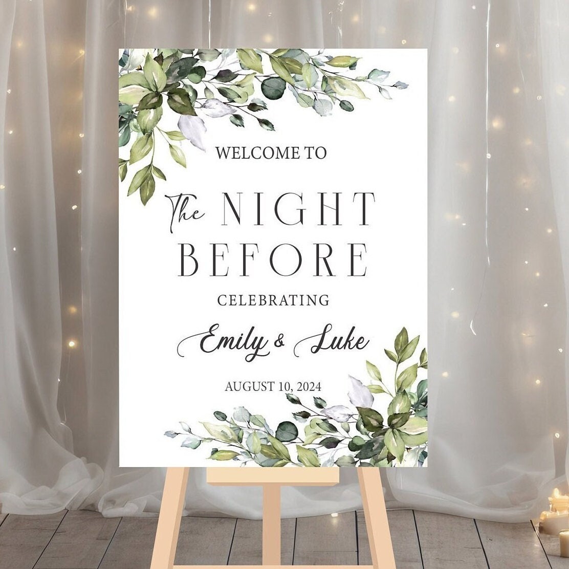 The Night Before Wedding Rehearsal Dinner Welcome Sign, Rehearsal Dinner Sign, The Night Before Sign, Eucalyptus Rehearsal Dinner Sign