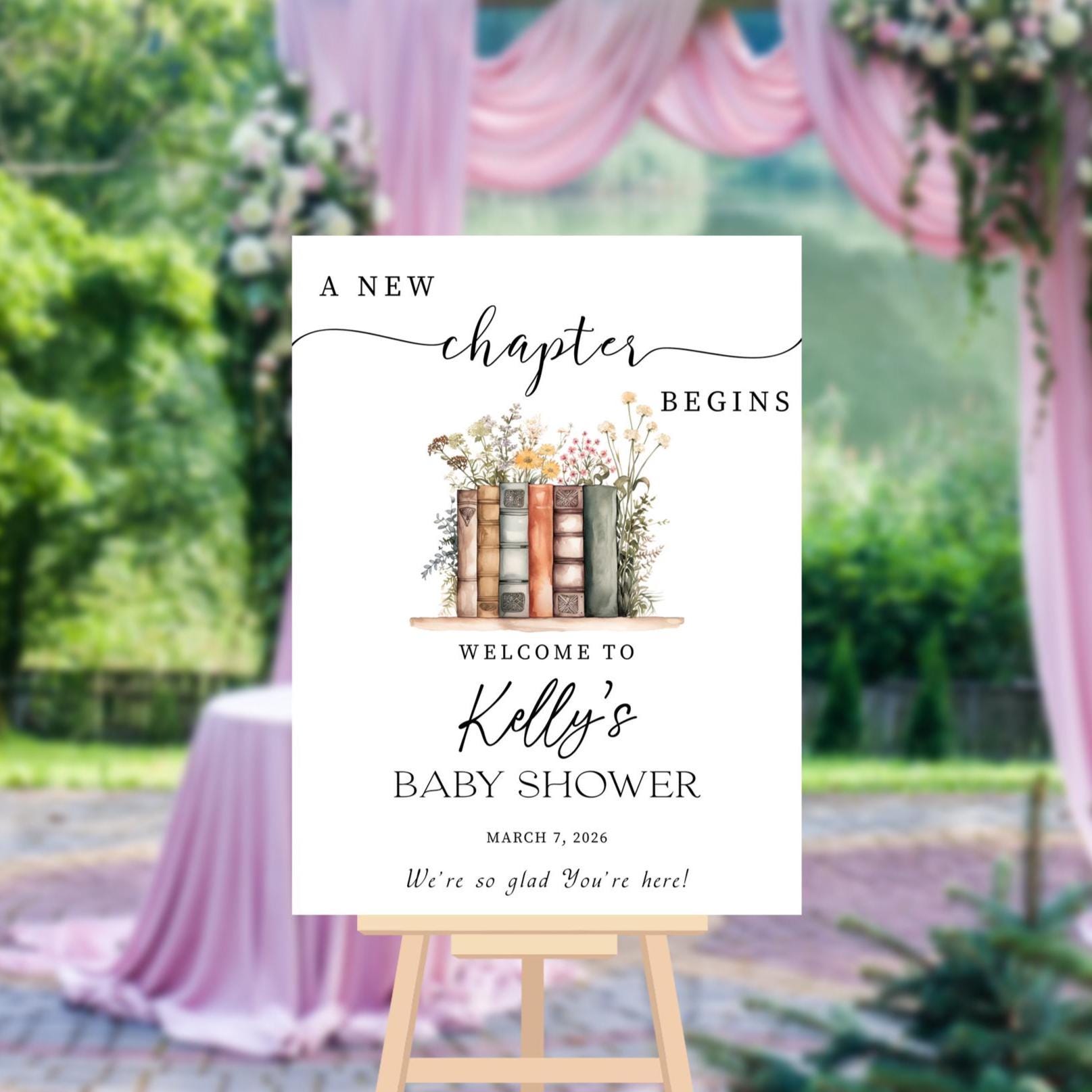 A New Chapter Begins Baby Shower Welcome Sign, Her Next Chapter Begins ...