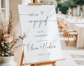 Engagement Party Welcome Sign, We're Engaged Sign, Minimalist Engagement Party Welcome Sign, Let's Toast Engagement Sign Printed + Shipped