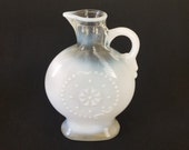 Sale. Antique Milk Glass Decanter Jug or Pitcher, Early 1900 39 s, Opalescent Glass, Art Glass, White Glass, Flower Vase, Farm House, Rustic,