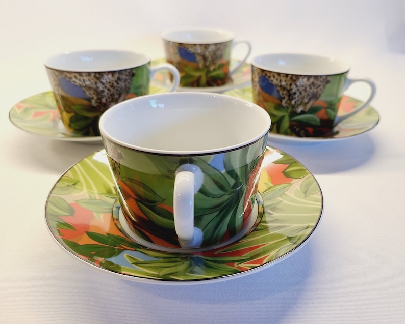 Jungle Scene Flat Cups Amazon Pattern 1 of 7 Mikasa China Cups and Saucer Sets Sold Separately Discontinued Porcelain