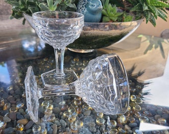 Vintage Fostoria, American Clear, Cubist Design, Champagne Coupe, Nick and Nora, Barware, PAIR