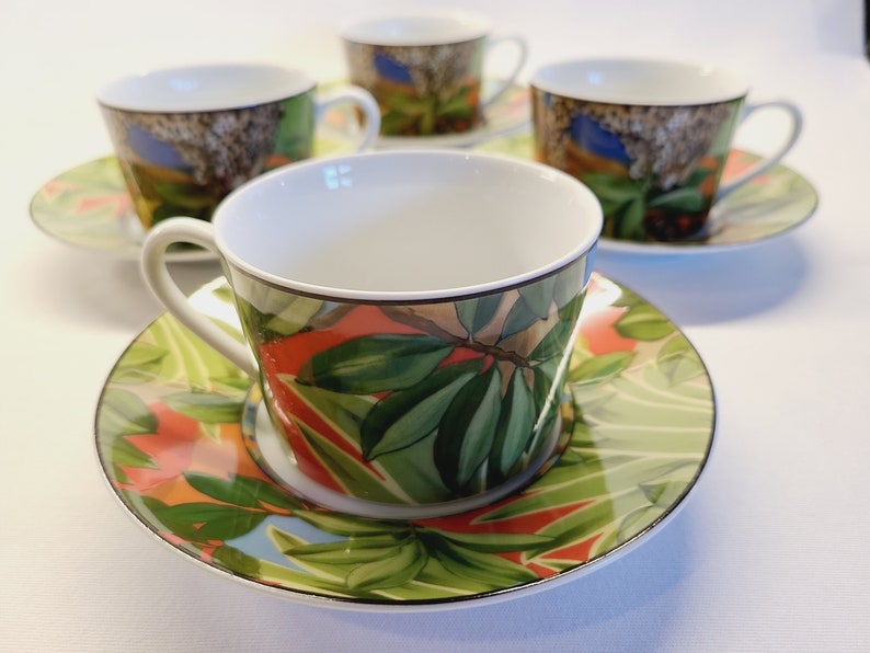 Jungle Scene Flat Cups Amazon Pattern 1 of 7 Mikasa China Cups and Saucer Sets Sold Separately Discontinued Porcelain