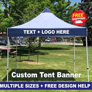 Custom Tent Banner | Trade Show, Event, Canopy Vinyl Banner | Logo & Business Name | Color Vinyl Banner | Free Design Help