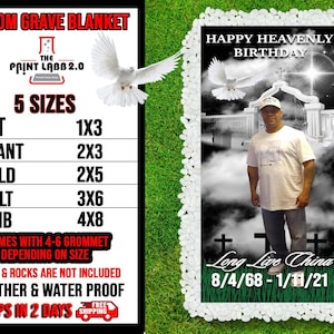 Memorial Grave Blanket | Grave Marker | Home Going | Memorial Keepsakes | Custom Grave Blanket