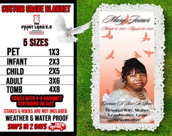 Memorial Grave Blanket | Custom Grave Blanket | Grave Funeral Blanket | Memorial Keepsakes | Grave Marker | Home Going