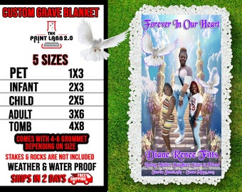 Custom Memorial Grave Blanket | In Loving Memory Grave Blanket | Personalized Memorial Grave Funeral Blanket | Custom Memory Grave