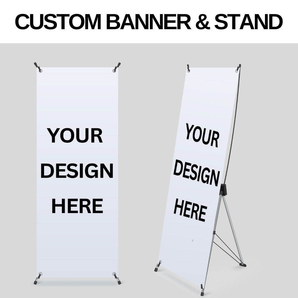 Custom X-Stand Banners | Business Banner Stand | X-Banner Business Signs | Free Custom Design | Personalized X Frame Banner Stand