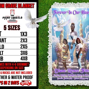 Memorial Grave Blanket | Grave Marker | Home Going | Memorial Keepsakes | Custom Grave Blanket