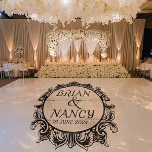 Custom Wedding Dance Floor Wrap | Self Stick Dance Floor | Monogram Vinyl Floor Decal | Reception Dance Floor | Wedding Decor