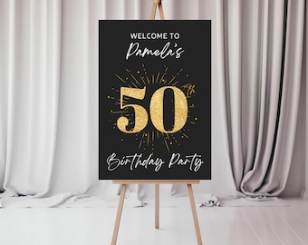 Custom 50th Birthday Party Welcome Sign | 50th Birthday Celebration | 50th Birthday Party Decoration | Personalized Birthday Party Welcome