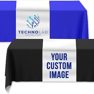 Custom Logo Vinyl Table Runner | Custom Table Runner with your Logo & Text | Craft Fair Table Runner | Promotional Advertising - Table Cloth