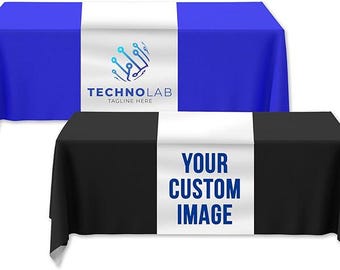 Custom Logo Vinyl Table Runner | Custom Table Runner with your Logo & Text | Craft Fair Table Runner | Promotional Advertising - Table Cloth