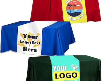 Custom Logo Vinyl Table Runner | Custom Table Runner with your Logo & Text | Craft Fair Table Runner | Promotional Advertising - Table Cloth