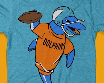 Go Fins! ---- 1960's Miami Dolphins inspired Vintage style AFL logo shirt