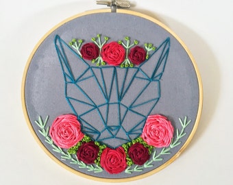 Geometric Cat Embroidery