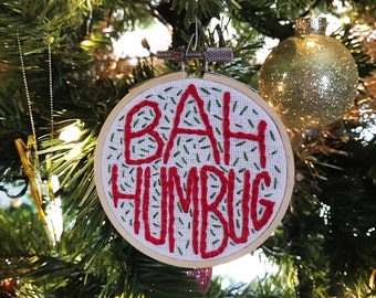 Bah Humbug Embroidered Christmas Ornament