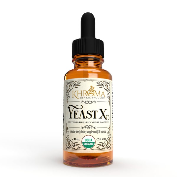 YEAST X - Organic Anti-Yeast Supplement - 30 Servings in a 2 oz Glass Bottle - by Khroma Herbal Products