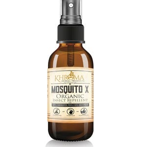 MOSQUITO-X - Biologisch insectenwerend middel - Geen Deet - Gemaakt met 100% biologische ingrediënten - Glazen fles van 2 oz - van Khroma Herbal Products