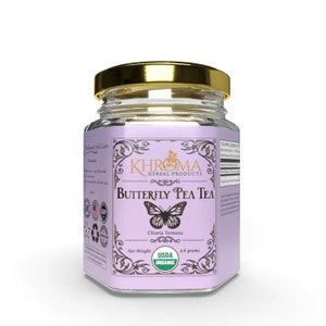 Organic Butterfly Pea Tea - Natural Color Changing - 30 Servings - 5.6 Grams - Khroma Herbal Products - USDA Organic, Vegan, Kosher