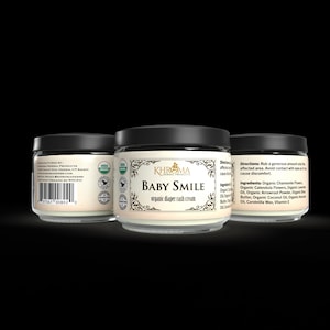 BABY SMILE - Organic Soothing Diaper Rash Cream - 2 oz in Glass Bottle - by Khroma Herbal Products