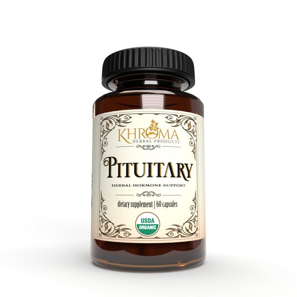 Organic Pituitary Blend - 60 Capsules In A Glass Bottle - USDA Organic, Kosher, cGMP - Khroma Herbal Products