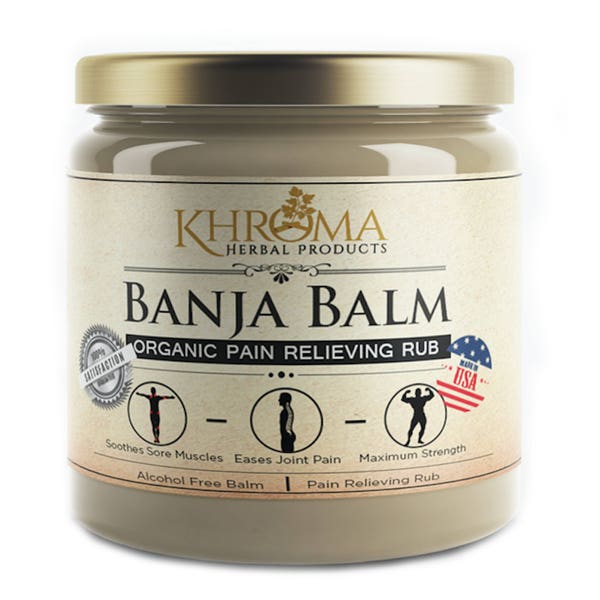 BANJA BALM - Maximum Strength Organic Pain Soothing Rub - For Sore Joints and Muscles - 2 oz in a Glass Bottle - by Khroma Herbal Products
