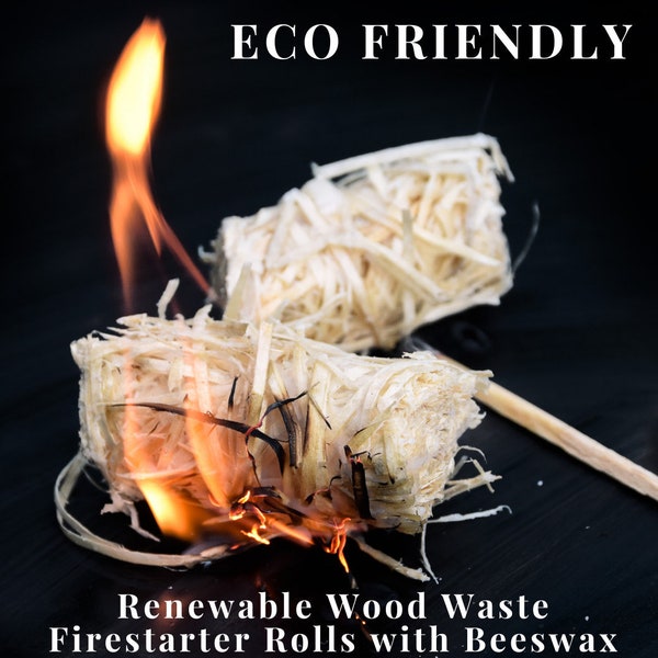 Eco-friendly Firelighters Sustainable Wood Wool  - Firestarters Kindling Open Fire Woodburner Camping Chiminea BBQ Fire Pit Natural Gift