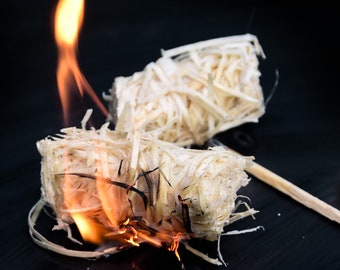 Accendifuoco ecologici Lana di legno sostenibile - Accendifuoco Accendino Fuoco aperto Stufa a legna Campeggio Chiminea Barbecue Pozzo del fuoco Regalo naturale