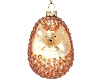 Woodland Metallic Gold Bronze Hedgehog Christmas Tree Decoration - Festive Season Winter Wonderland Nature Animals Pets Gift Family Friend