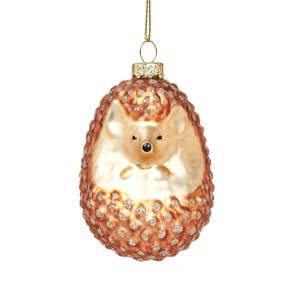 Woodland Metallic Gold Bronze Hedgehog Christmas Tree Decoration - Festive Season Winter Wonderland Nature Animals Pets Gift Family Friend