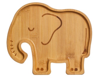 Elephant Bamboo Plate - Childrens Kids Tableware Sustainable Eco Renewable Planet-Friendly Picnic Outdoors Camping Animals Safari Dumbo Gift
