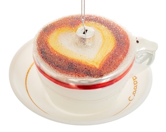 Cappuccino Cup and Saucer Christmas Tree Decoration - Festive Winter Hygge Cosy Warm Fire Latte Americano Flat White Barista Italian Gift