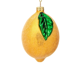 Lemon Glass Hanging Christmas Tree Decoration - Festive Winter Booze Chef Masterchef Cocktails Vegan Gardener Fruit Allotment Yellow Green