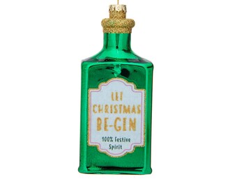 Let Christmas Be-Gin Grün Gin Flasche Party Glitter funkelnde Weihnachtsbaum Dekoration - Winter Festliche Spaß Büro Wichtel Schnaps Geschenk