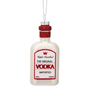 Weiß Rot Wodka Flasche Weihnachtsbaum Dekoration - Winter Festliche Spaß Büro Geheimnis Santa Schnaps Feiern Party Trinken Geschenk Freunde Familie