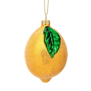 Lemon Glass Hanging Christmas Tree Decoration - Festive Winter Booze Chef Masterchef Cocktails Vegan Gardener Fruit Allotment Yellow Green