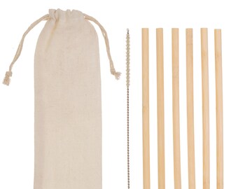 Bambusstrohhalme 6er-Set - Nachhaltiges Eco Renewable Planet-Freundliches Picknick im Freien Camping Getränke Party Geschenk wiederverwendbar waschbar
