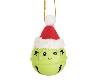 Brussels Sprout in Santa Hat Christmas Tree Decoration Festive