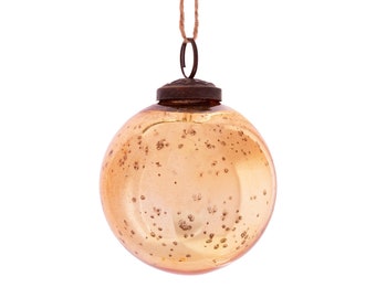 Gold Vintage Glass Christmas Tree Bauble (Small or Large) - Decoration Classy Traditional Tasteful Shimmer Xmas Santa Classic Shiny Gift