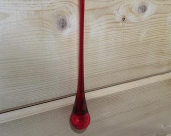 Red Glass Hanging Drop Long Christmas Tree Decoration - Stunning Wedding Valentine's Winter Wonderland Festive Gift Friends Family