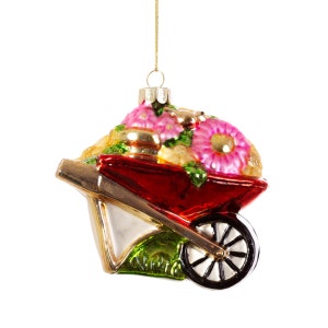 Kruiwagen met bloemen Kerstboomversiering - Feestelijk seizoen Winter Groene vingers Tuinieren Natuur Aarde Planten Groeien Cadeau Vrienden