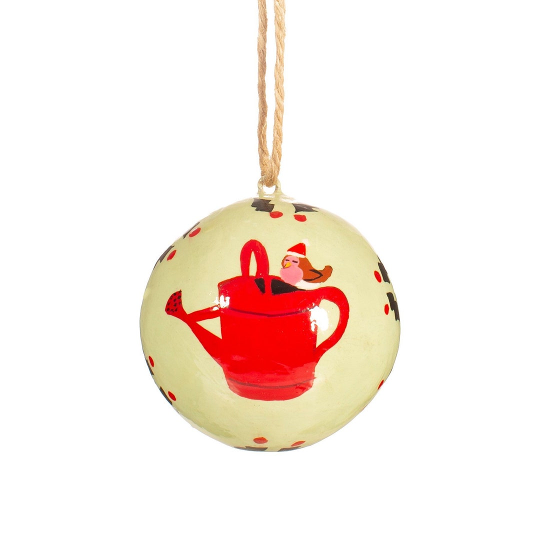 Watering Can Papiermâché Christmas Tree Bauble Decoration Festive