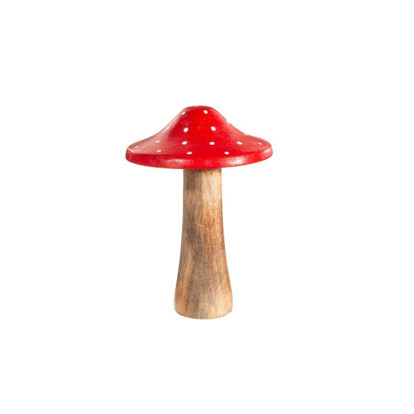 Tall Red and White Polka Dot Wooden Mushroom Christmas Ornament - Winter Festive Rustic Nordic Hygge Natural Woodland Cosy Toadstool Gift