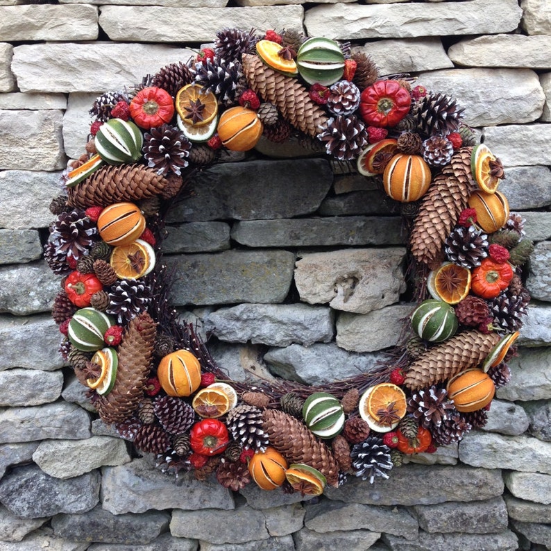 Festive Dried Fruit Christmas Willow Wreath Whole Green Limes Etsy UK