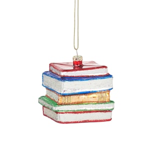 Stack of Books Glass Christmas Tree Hanging Bauble - Author University Graduate Teacher Education Reading Novel Academic Professor Student