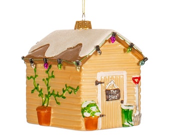 Garden Shed Glass Christmas Tree Decorations - Festive Winter Green Fingers Gardening Allotment Nature Planting Plant Grow Wellies Tree Gift